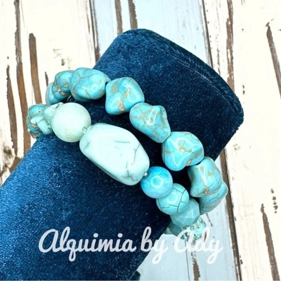 Alquimia Jewelry - Maximalist Turquoise nuggets bracelet set/stack combo